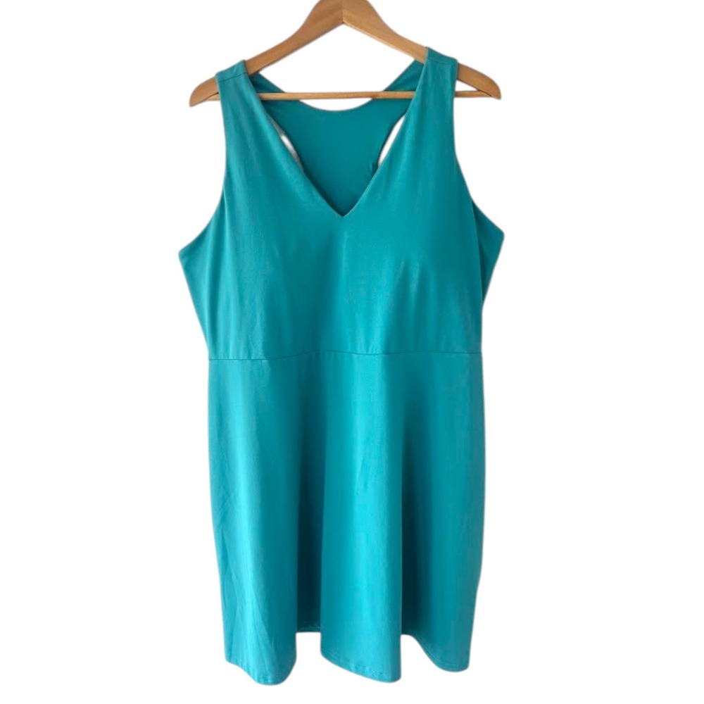 Fabletics Teal Blue Universal Tennis On-The-Go Built In Bra Dress 2X